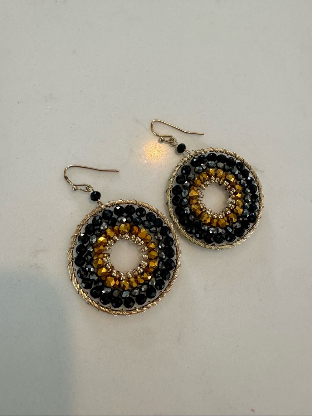 Blue & Gold Beaded Earrings